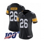 Women's Pittsburgh Steelers #26 Rod Woodson Black Alternate Vapor Untouchable Limited Player 100th Season Football Jersey