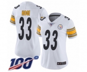 Women's Pittsburgh Steelers #33 Merril Hoge White Vapor Untouchable Limited Player 100th Season Football Jersey