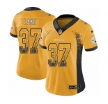 Women's Pittsburgh Steelers #37 Carnell Lake Gold Rush Drift Fashion Football Jersey