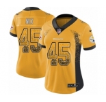Women's Pittsburgh Steelers #45 Roosevelt Nix Gold Rush Drift Fashion Football Jersey