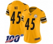 Women's Pittsburgh Steelers #45 Roosevelt Nix Limited Gold Inverted Legend 100th Season Football Jersey
