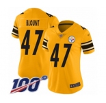 Women's Pittsburgh Steelers #47 Mel Blount Limited Gold Inverted Legend 100th Season Football Jersey