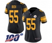 Women's Pittsburgh Steelers #55 Devin Bush Limited Black Rush Vapor Untouchable 100th Season Football Jersey