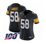 Women's Pittsburgh Steelers #58 Jack Lambert Black Alternate Vapor Untouchable Limited Player 100th Season Football Jersey