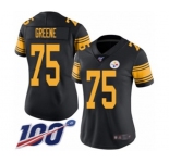 Women's Pittsburgh Steelers #75 Joe Greene Limited Black Rush Vapor Untouchable 100th Season Football Jersey