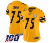 Women's Pittsburgh Steelers #75 Joe Greene Limited Gold Inverted Legend 100th Season Football Jersey