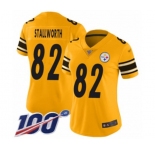 Women's Pittsburgh Steelers #82 John Stallworth Limited Gold Inverted Legend 100th Season Football Jersey