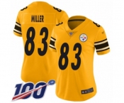 Women's Pittsburgh Steelers #83 Heath Miller Limited Gold Inverted Legend 100th Season Football Jersey
