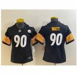 Women's Pittsburgh Steelers #90 T. J. Watt Black 2023 F.U.S.E. Stitched Jerseys