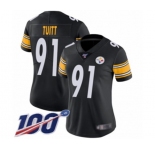 Women's Pittsburgh Steelers #91 Stephon Tuitt Black Team Color Vapor Untouchable Limited Player 100th Season Football Jersey
