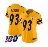 Women's Pittsburgh Steelers #93 Dan McCullers Limited Gold Inverted Legend 100th Season Football Jersey