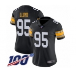 Women's Pittsburgh Steelers #95 Greg Lloyd Black Alternate Vapor Untouchable Limited Player 100th Season Football Jersey