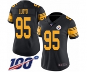 Women's Pittsburgh Steelers #95 Greg Lloyd Limited Black Rush Vapor Untouchable 100th Season Football Jersey