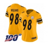Women's Pittsburgh Steelers #98 Vince Williams Limited Gold Inverted Legend 100th Season Football Jersey