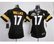 nike women nfl jerseys pittsburgh steelers #17 wallace black[80 anniversary patch]
