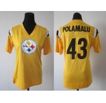 nike women pittsburgh steelers #43 polamalufield flirt fashion yellow[nike 2012]