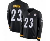 Youth Nike Pittsburgh Steelers #23 Joe Haden Limited Black Therma Long Sleeve NFL Jersey