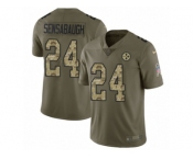 Youth Nike Pittsburgh Steelers #24 Coty Sensabaugh Limited Olive Camo 2017 Salute to Service NFL Jersey