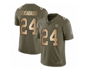 Youth Nike Pittsburgh Steelers #24 Coty Sensabaugh Limited Olive Gold 2017 Salute to Service NFL Jersey