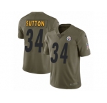 Youth Nike Pittsburgh Steelers #34 Cameron Sutton Limited Olive 2017 Salute to Service NFL Jersey