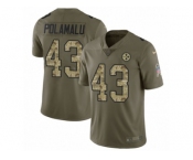Youth Nike Pittsburgh Steelers #43 Troy Polamalu Limited Olive Camo 2017 Salute to Service NFL Jersey