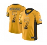 Youth Nike Pittsburgh Steelers #7 Ben Roethlisberger Limited Gold Rush Drift Fashion NFL Jersey