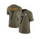 Youth Nike Pittsburgh Steelers #7 Ben Roethlisberger Limited Olive 2017 Salute to Service NFL Jersey