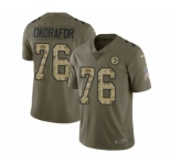 Youth Nike Pittsburgh Steelers #76 Chukwuma Okorafor Limited Olive Camo 2017 Salute to Service NFL Jersey