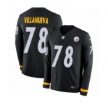 Youth Nike Pittsburgh Steelers #78 Alejandro Villanueva Limited Black Therma Long Sleeve NFL Jersey