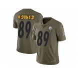 Youth Nike Pittsburgh Steelers #89 Vance McDonald Limited Olive 2017 Salute to Service NFL Jersey