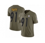 Youth Nike Pittsburgh Steelers #91 Stephon Tuitt Limited Olive 2017 Salute to Service NFL Jersey