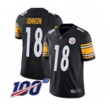 Youth Pittsburgh Steelers #18 Diontae Johnson Black Team Color Vapor Untouchable Limited Player 100th Season Football Jersey