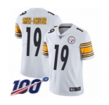 Youth Pittsburgh Steelers #19 JuJu Smith-Schuster White Vapor Untouchable Limited Player 100th Season Football Jersey