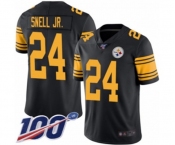 Youth Pittsburgh Steelers #24 Benny Snell Jr. Limited Black Rush Vapor Untouchable 100th Season Football Jersey
