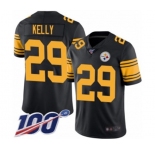 Youth Pittsburgh Steelers #29 Kam Kelly Limited Black Rush Vapor Untouchable 100th Season Football Jersey