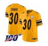 Youth Pittsburgh Steelers #30 James Conner Limited Gold Inverted Legend 100th Season Football Jersey