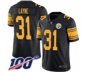 Youth Pittsburgh Steelers #31 Justin Layne Limited Black Rush Vapor Untouchable 100th Season Football Jersey