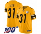 Youth Pittsburgh Steelers #31 Justin Layne Limited Gold Inverted Legend 100th Season Football Jersey