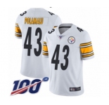 Youth Pittsburgh Steelers #43 Troy Polamalu White Vapor Untouchable Limited Player 100th Season Football Jersey