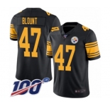 Youth Pittsburgh Steelers #47 Mel Blount Limited Black Rush Vapor Untouchable 100th Season Football Jersey