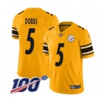Youth Pittsburgh Steelers #5 Joshua Dobbs Limited Gold Inverted Legend 100th Season Football Jersey