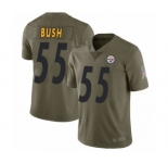 Youth Pittsburgh Steelers #55 Devin Bush Limited Olive 2017 Salute to Service Football Jersey
