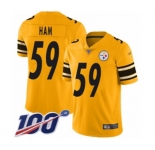 Youth Pittsburgh Steelers #59 Jack Ham Limited Gold Inverted Legend 100th Season Football Jersey