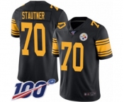 Youth Pittsburgh Steelers #70 Ernie Stautner Limited Black Rush Vapor Untouchable 100th Season Football Jersey