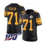 Youth Pittsburgh Steelers #71 Matt Feiler Limited Black Rush Vapor Untouchable 100th Season Football Jersey