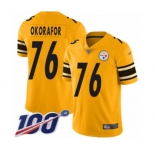 Youth Pittsburgh Steelers #76 Chukwuma Okorafor Limited Gold Inverted Legend 100th Season Football Jersey