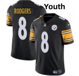 Youth Pittsburgh Steelers #8 Aaron Rodgers Black 2025 Vapor Limited Stitched Football Jersey