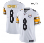 Youth Pittsburgh Steelers #8 Aaron Rodgers White 2025 Vapor Limited Stitched Football Jersey