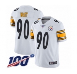 Youth Pittsburgh Steelers #90 T. J. Watt White Vapor Untouchable Limited Player 100th Season Football Jersey