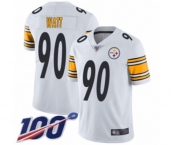 Youth Pittsburgh Steelers #90 T. J. Watt White Vapor Untouchable Limited Player 100th Season Football Jersey